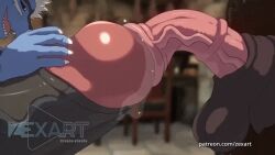 10s animal_genitalia animal_penis animated balls ballsack big_balls big_glans big_penis blue_body blue_scales close-up close_up daha_(zex) dialogue docking dominant domination dragon duo equine_genitalia equine_penis furry furry_only genital_fluids genitals gif glans horsecock huge_balls huge_cock huge_glans humanoid_genitalia humanoid_penis hyper hyper_penis inside male male/male male_only medial_ring mythological_creature mythological_scalie mythology penis penis_in_penis precum scalie scalie_only short_playtime side_view text urethra urethral_insertion urethral_penetration vein veiny_penis zex