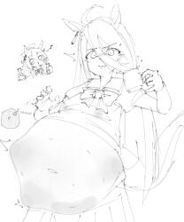 belly big_belly pregnant pregnant_female pregnant_belly kicking kicking_(pregnancy) horse umamusume umamusume_pretty_derby manhattan_cafe_(umamusume) agnes_tachyon_(umamusume) potion magic science science_experiment creature_inside lactation edit edited ultrafirelmao deviantart hermitage000