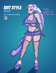 1girls 2026 alternate_costume aspect_host collar dialogue diana_(league_of_legends) dildo dildo_weapon fingerless_gloves fishnet_armwear fishnet_legwear fishnets forehead_mark fortnite fortnite_skin game_ui gloves heels high_heels large_breasts league_of_legends light-skinned_female light_skin long_hair milk64 painted_nails painted_toenails parody platinum_blonde_hair pubic_tattoo pun riot_games skirt slutty_dress slutty_female solo speech tattoo text toenail_polish unamused underboob white_hair