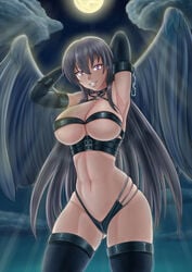 absurdres armpits black_hair bondage bound breasts fallen_angel high_school_dxd highres long_hair raynare