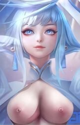 arena_of_valor blue_eyes breasts edit violet_(arena_of_valor) white_hair