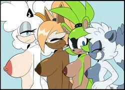 afrosoricid anthro areola barbell_piercing big_areola big_breasts blue_background blue_eyes bored bovid breasts brown_nipples canid canine canis caprine ear_piercing ear_ring eyelashes eyes_closed female fur glistening_eyelids green_body grey_body grey_nipples grin group hair half-closed_eyes hi_res horn huge_breasts idw_publishing lanolin_the_sheep lemur long_eyelashes mammal miobadders narrowed_eyes nipple_dip nipple_piercing nipples nude nude_female piercing ponytail primate ring_piercing sega sharp_teeth sheep shy simple_background smile sonic_(series) sonic_the_hedgehog_(comics) sonic_the_hedgehog_(idw) sonic_the_hedgehog_(series) squinted_eyes strepsirrhine surge_the_tenrec tail tan_body tan_nipples tangle_the_lemur tear_trough teeth tenrec whisper_the_wolf white_body wolf yellow_body yellow_fur