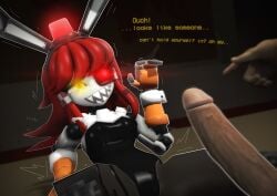 big_penis bunny_costume bunny_ears bunnysuit dialogue english_text forced garry's_mod huge_cock human lisedoub long_hair mimi_sentry nervous nervous_smile rabbit_ears rabbit_girl red_hair robot robot_girl robot_humanoid shaking shaking_lines smile straight tagme team_fortress_2 teasing text yellow_eyes