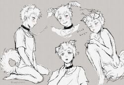 dog dog_ears dog_tail hikaru_indou puppyplay the_summer_hikaru_died white_hair