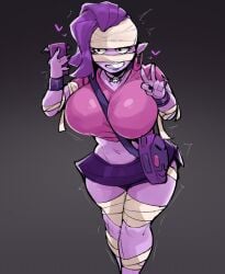 1girls 2026 ass bandaged_arm bandaged_head bandaged_leg belly_button big_breasts black_nails brawl_stars breasts choker crop_top curvaceous curvy curvy_figure ear_piercing emz_(brawl_stars) female female_focus female_only girl heart-shaped_pupils horu horyn hourglass_figure huge_ass huge_breasts huge_butt huge_thighs legs lipstick mummy_wrappings painted_nails panties panties_under_skirt peace_sign phone pierced_ears pink_shirt purple_body purple_hair purple_lipstick purple_skin shaded sharp_teeth shirt simple_background skirt smiling solo solo_female supercell supercell_(company) taking_picture thick_ass thick_legs thick_thighs tits v_sign voluptuous_female zombie zombie_girl