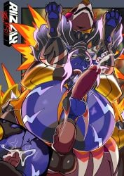 anal anal_orgasm anal_penetration anthro apsel_bluestar balls big_balls big_butt big_penis bodily_fluids branded butt butt_grab carrying_another carrying_partner carrying_position cum cum_in_ass cum_inside cumshot defeat_sex duo ejaculation forced full_nelson full_nelson_(legs_held) fusion generation_2_pokemon generation_4_pokemon generation_5_pokemon genital_fluids genitals hand_on_butt hands-free haxorus hi_res lucario male male/male male_penetrated male_penetrating male_penetrating_male nintendo orgasm pawpads paws penetration penile penile_penetration penis penis_in_ass pokemon pokemon_(species) pokemon_fusion sex sundown_(itssundownn) tribal tribal_clothing typhlosion vulcan_(royalchomper)