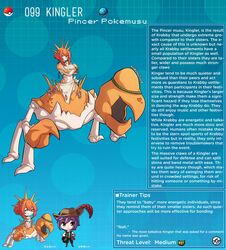 creature_index english_text hi_res kingler kinkymation nintendo page_99 page_number pokémon_(species) pokemon pokemon-girl_encyclopedia pokemorph pokemusu profile tagme text text_box