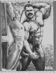 dade_ursus archived_source original gay yaoi tagme male male_only monochrome traditional_media