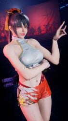 1girls alluring female kitsune_marks kunimitsu kunimitsu_ii midriff namco solo tekken tekken_8 thick_thighs