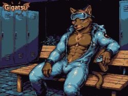 gigatsu ai_generated pixel_art pixel_animation gif twitching animated animation limited_palette ai_assisted aseprite_(artwork) furry furry_only penis_bulge looking_at_viewer seductive solo solo_focus 1boy