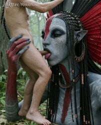 3d ai_generated alien alien_girl athletic_female avatar avatar:_the_way_of_water bigger_female blowjob blue_body blue_skin fellatio giantess human human_penetrating interspecies kneeling large_female larger_female light-skinned_male masked_male mini_giantess na'vi naked oral oral_sex outdoors realistic rower sex tagme varang varang_(avatar) video