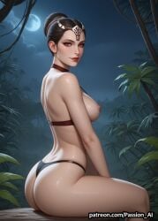 darth_acina star_wars star_wars:_the_old_republic female black_hair red_eyes seductive sexy ai_generated passion_ai sith sitting bikini panties nipples breasts ass butt