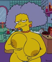 yenvudu the_simpsons 20th_century_studios 20th_century_fox selma_bouvier animated 1girls yellow-skinned_female breasts pubic_hair mature_female mature female female_only female_focus bathroom completely_nude completely_nude_female milf wide_hips big_breasts grabbing grabbing_own_breast bouncing_breasts grey_hair thick_thighs voluptuous voluptuous_female earrings necklace yellow_nipples bathtub chocolate candle candles gif