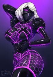 nier:_automata nier yorha_2b spacen'cakes android_girl android brainwashed latex latex_bodysuit pasties dronification drone_suit fully_covered latex_clothing corset thick_thighs big_ass big_breasts