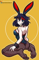 ass bunnysuit feet female fishnet_stockings kill_la_kill looking_at_viewer matoi_ryuuko reathroch solo