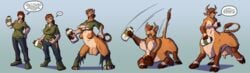 biobasher bovid bovine breast_expansion breast_grab breasts cattle clothing expansion female growth hand_on_breast hi_res hooves horn human human_to_taur mammal milk milk_carton solo species_transformation taur teats torn_clothing transformation udder_growth udders