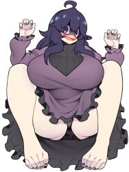 1girls alternate_version_available bellupup big_breasts black_nail_polish black_nails black_panties bottomwear breasts clothing dress feet female female_only game_freak hair hex_maniac huge_breasts lace lace-trimmed_panties lace_trim long_hair nail_polish nails panties pokemon pokemon_xy purple_dress purple_eyes purple_hair solo solo_female