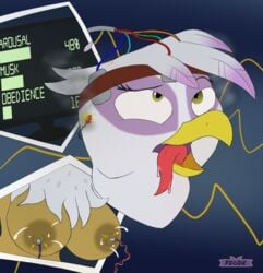 anthro avian beak bodily_fluids breasts electrocution fanfic female gilda_(mlp) gryphon hasbro hi_res lactating milk mind_control my_little_pony mythological_avian mythology nude sketch smoke sparks what wire