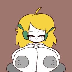 animated blonde_hair bouncing_breasts cave_story closed_eyes curly_brace headphones nude_female p-con paizuri robot_girl robot_humanoid smile spurhuns titjob