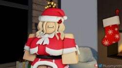 3d :| breasts christmas christmas_outfit ellie_(rusmynth) female looking_at_viewer original_character roblox robloxian rusmynth tagme