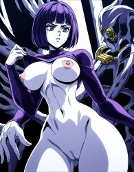 ai_generated breasts cameltoe jojo's_bizarre_adventure jojo_reference purple_clothing purple_hair pussy