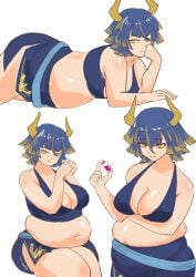 bbw belly_button big_breasts chubby chubby_female ginkgo_(white1st) horns muffin_top overweight sequence skirt succubus weight_gain white1st