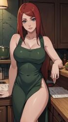 1girls ai_generated apron apron_only bare_chest bare_shoulders bare_thighs barely_clothed big_breasts blue_eyes blush breasts breasts_bigger_than_head child_bearing_hips female female_only functionally_nude functionally_nude_female green_apron hair_ornament hairclip hands_on_hips hourglass_figure housewife huge_breasts indoors kitchen light-skinned_female light_skin long_hair looking_at_viewer mature mature_female milf mommy nai_diffusion naked_apron naruto naruto_(series) naruto_shippuden partially_clothed partially_clothed_female pinup red_hair sagging_breasts slim_waist stable_diffusion thecraftninja thick_thighs thighs upper_body uzumaki_kushina very_long_hair wide_hips wife