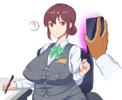 1girls big_breasts breasts busty curvaceous curvy curvy_body curvy_female curvy_figure female freakylucky huge_breasts hypnosis_app large_breasts office_lady original original_character voluptuous