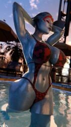 1girls 3d alien alien_girl areolae asari ass big_ass big_breasts bikini blender_(software) blue_skin breasts curvy feet female female_only hourglass_figure huge_ass huge_breasts mass_effect navel nipples nyes117 oiled oiled_skin plump samara solo swimsuit thick_thighs wide_hips