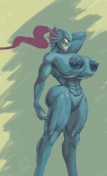 anthro areola big_breasts breasts deltarune erect_nipples female fish huge_breasts nipples nude pussy putricia solo undertale undertale_(series) undyne undyne_(deltarune)