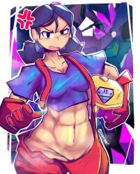 abs angry brawl_stars dierelc helmet jacky_(brawl_stars) overalls pussy twintails