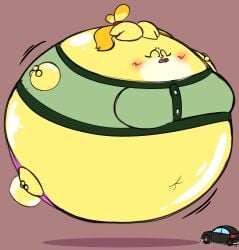 animal_crossing balloonlop big_breasts breasts inflation isabelle_(animal_crossing) thick_thighs wide_hips