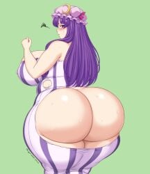1girls abridged-satoko alternate_breast_size ass ass_focus bbw big_ass big_butt breasts exposed_butt fat_ass female from_behind_position huge_ass huge_breasts huge_butt patchouli_knowledge plump sweat thick_ass thick_butt thick_thighs torn_clothes touhou