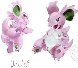 2020 anthro anthrofied anus ass belly breasts colored_sketch fangs female front_view genitals navel nidorina nina_(psibunny) nintendo nipples nude open_mouth open_smile pink_body pokémon_(species) pokemon presenting presenting_pussy psibunny pussy rear_view red_eyes shiny_nidorina shiny_pokemon simple_background sketch slightly_chubby smile solo video_games white_background