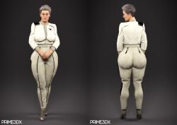 big_ass big_breasts cyberpunk_2077 heel_boots milf older_female prime3dx rosalind_myers short_hair suit thick_thighs