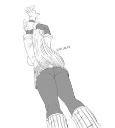 1girls ass bubble_ass bubble_butt dark-skinned_female dark_skin female gloves going_commando mfuncen miruko monochrome my_hero_academia no_panties pussy rabbit_ears rabbit_tail rumi_usagiyama school_uniform schoolgirl sleeves_rolled_up solo stretching tagme upskirt vagina