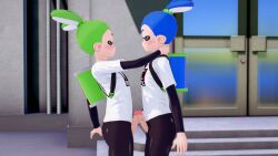 3d blush clothed frottage frotting gay inkling inkling_boy kghgk male male/male male_only public splatoon yaoi