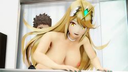 1boy 3d animated areola blonde_hair breasts doggy_style female hands_on_ass insurgent large_ass light-skinned_female light-skinned_male long_hair male mythra naked nintendo nipples nude nude_female pale-skinned_female pale_skin penis_out rex_(xenoblade) small_penis small_penis_adoration tagme thick_thighs unknown_artist video xenoblade_(series) xenoblade_chronicles_2 younger younger_male