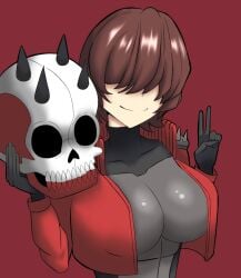 big_breasts breasts brown_hair commission dedsecks dedsecks_(character) doomposting doomverse fanart gatopng meme nostrafort nsfw oveja_(doomverse) rule_63