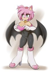 1girls 2d 2d_(artwork) 2d_artwork amy_rose amy_the_bat bat_wings belly_button big_ass big_breasts big_butt bodysuit boots breasts chest_plate clothing eyelashes eyeshadow female female_focus female_only gloves half-closed_eyes large_breasts latex latex_clothing latex_suit latex_thighhighs lucyfercomic rouge_the_bat_(cosplay) sega solo sonic_(series) sonic_the_hedgehog_(series) standing thick_thighs thin_waist wide_hips