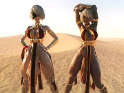 2futas 3d big_penis bottom_heavy breasts futanari grey_hair intersex medium_breasts mostly_nude muscular muscular_futa muscular_legs muscular_thighs nier nier:_automata penis salamandraninja tagme yorha_2b