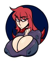 big_breasts big_breasts big_breasts chariot_du_nord cleavage fujiweeb huge_breasts little_witch_academia milf red_eyes red_hair serious