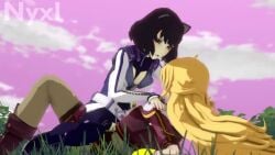 1futa 1girls 3d animated black_hair blake_belladonna blonde_hair cowgirl_position female femdom futa_on_female futanari no_sound nyxlynn rwby tagme video yang_xiao_long