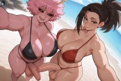 2025 2futas ai_generated areola areola_slip areolae armpits ass balls beach big_ass big_breasts big_penis bikini black_eyes black_hair black_sclera blush bodily_fluids breasts collarbone colored_skin couple curvaceous curvy curvy_figure day exposed_penis foreshortening foreskin from_above futa_only futanari hair_up half-closed_eyes high_resolution highres horn lips looking_at_viewer mina_ashido momo_yaoyorozu motion_lines my_hero_academia ocean outdoors outside penis perspective perspective_shot pink_hair ponytail precum precum_drip precum_string reaching_out seductive seductive_look seductive_smile self_upload selfie selfie_pose semi-erect shadyfox skindentation smile stable_diffusion standing sunlight sweat sweatdrop sweating sweaty teeth testicles thick_thighs thighs tongue veiny_penis wet wide_hips yellow_eyes