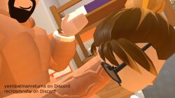 bj black_eyes blowjob brown_hair cock dick female glasses penis penis_out rec_room rec_room_avatar recroom recroom-nsfw