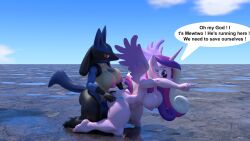 3d_(artwork) anthro ass big_breasts big_butt breasts crossover dialogue digital_media_(artwork) eastern_and_western_character english_text female friendship_is_magic generation_4_pokemon hasbro hi_res lucario male male/female my_little_pony nintendo pokemon pokemon_(species) princess_cadance_(mlp) sex speech_bubble suicune_queen_(artist) text thick_thighs wide_hips