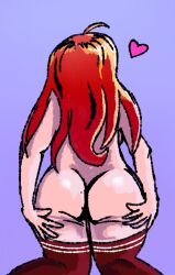 1girls ass ass_focus back back_view backboob bubble_butt butt dolbaeb12345 female grabbing_ass grabbing_own_ass heart light-skinned_female light_skin long_hair naked naked_female oc original original_character red_hair request self_upload shortstack stockings striped_legwear thick_ass thick_thighs thighhighs thighs vivian_red