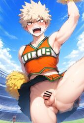 ai_generated cheerleader_uniform gay hatopo005 katsuki_bakugou male_cheerleader my_hero_academia tagme yaoi