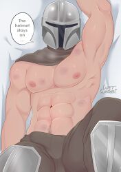 1boy abs alternate_version_at_source alternate_version_available bara barazoku bite_mark bite_marks boner boner_in_pants bruise bruised bulge bulge_through_clothing bulge_under_clothes din_djarin erection erection_under_clothes erection_under_clothing gay hickey hickey_marks malesub mask masked masked_male no_shirt old_art pecs pinup shirtless shirtless_male six_pack star_wars submissive submissive_male the_mandalorian wetwasabi