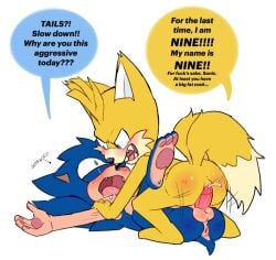 aggressive anal cum_in_ass gay male/male muttgirl nine_(sonic_prime) rough_sex sonic_prime sonic_the_hedgehog tails_nine